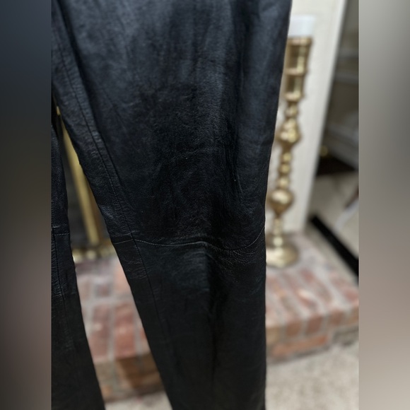 Express Leather Pants 9/10 Black Lambskin Straight Leg Lined No‎ Stretch 29x31.5 - Picture 2 of 8